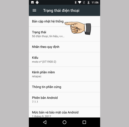 Vào bản cập nhật
